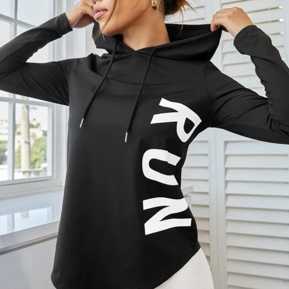 New graphic “Run” hoodie top - Picture 3 of 5